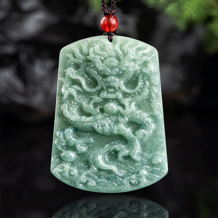 Buddha Stones, natürliche Jade, chinesisches Sternzeichen, Drache, Meer, Glück, Halskette, Anhänger - Jade (Wohlstand ♥ Überfluss) - image 1