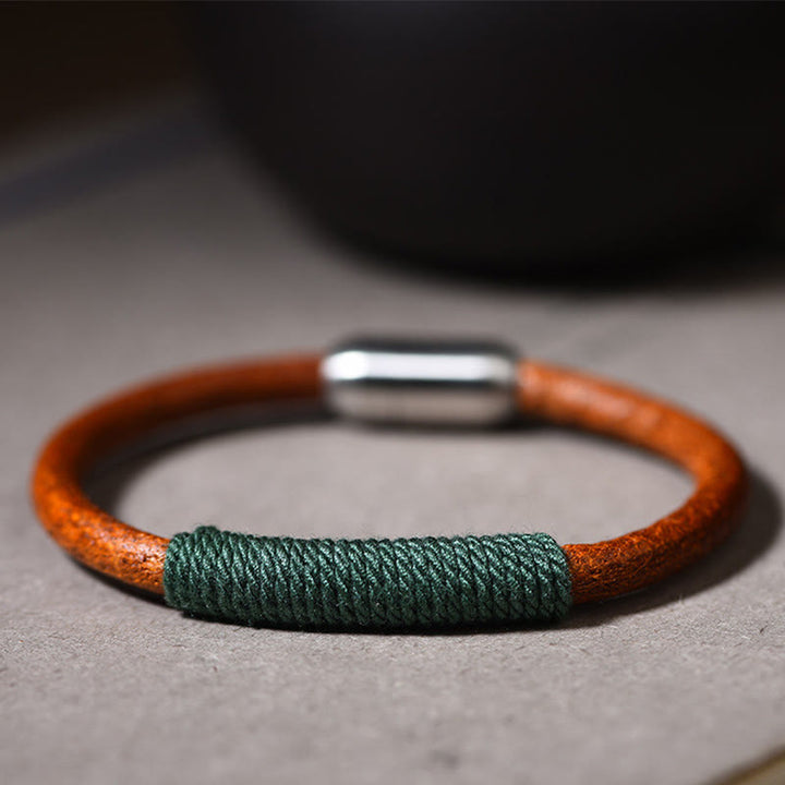 Armband mit Buddha Stonesn, tibetischem Leder, handgefertigt, fünf Elemente, Glücksgeflecht, Schnalle - image 3