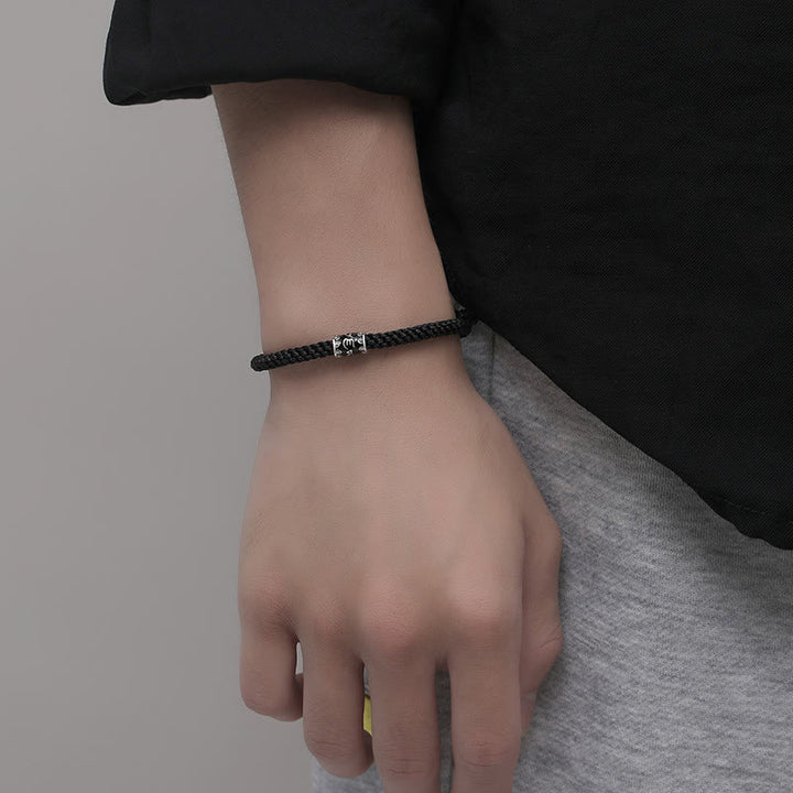 Buddha Stones 925 Sterling Silber Om Mani Padme Hum Peace geflochtenes Armband