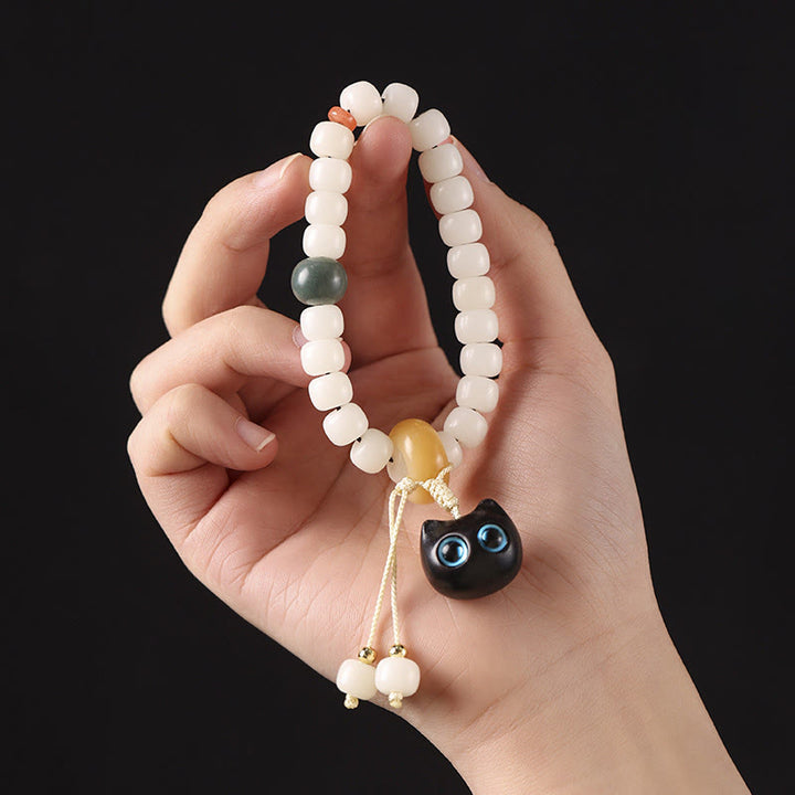 Armband mit Buddha Stonesn, natürlichem Bodhi-Samen, afrikanischem Schwarzholz, hübscher Katzenanhänger, Friedensharmonie - image 8
