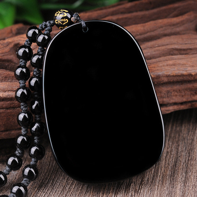 Halskette mit Anhänger „Drachenerfüllung“ aus schwarzem Obsidianstein von Buddha Stones - image 5