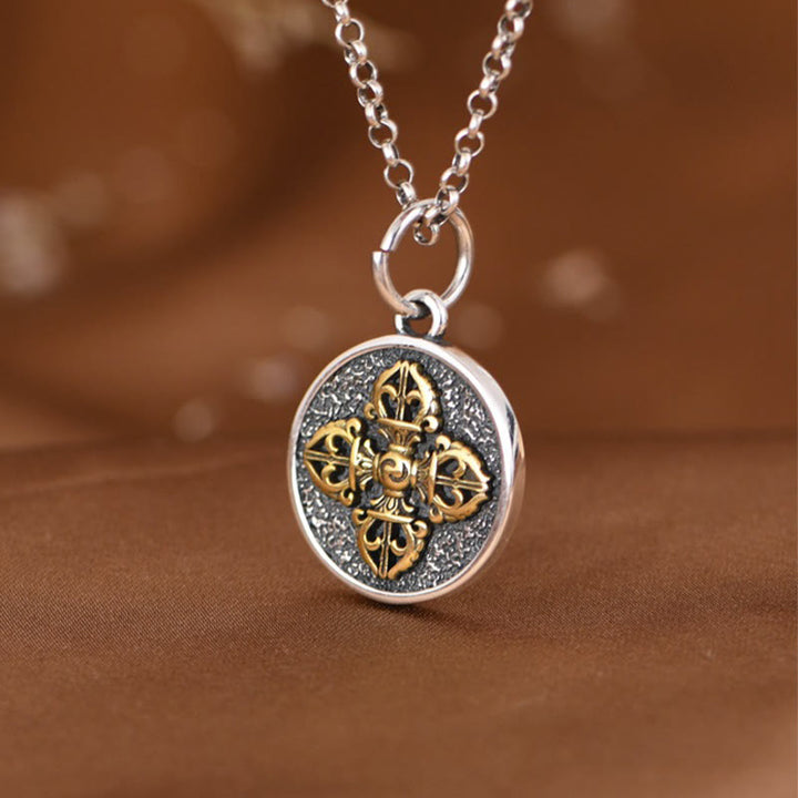 Buddha Stones 925 Sterling Silber Doppel Dorje Vajra Segen Halskette Anhänger - image 4