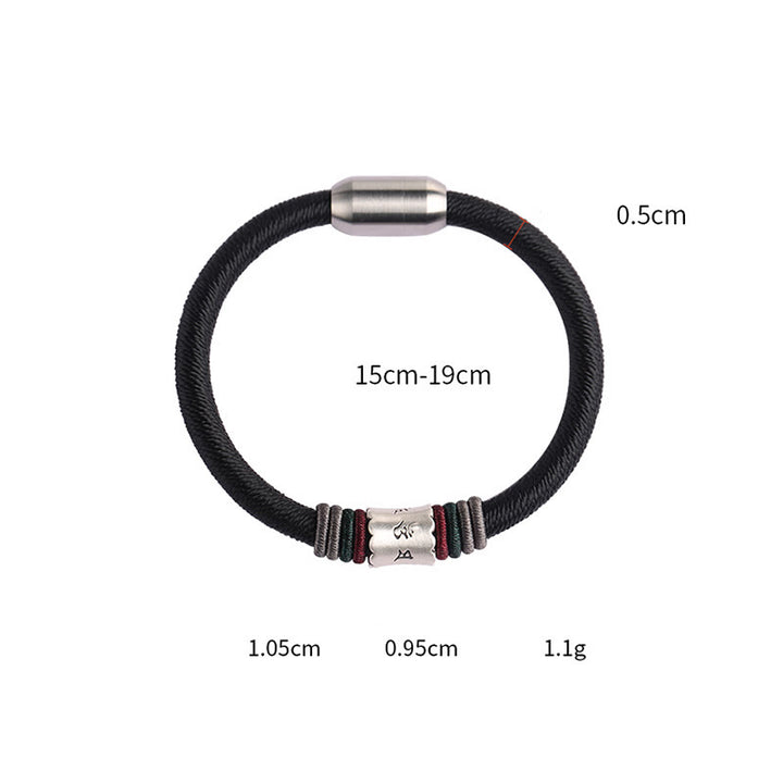 Buddha Stones 999 Sterling Silber Om Mani Padme Hum Peace Armband mit Magnetschnalle