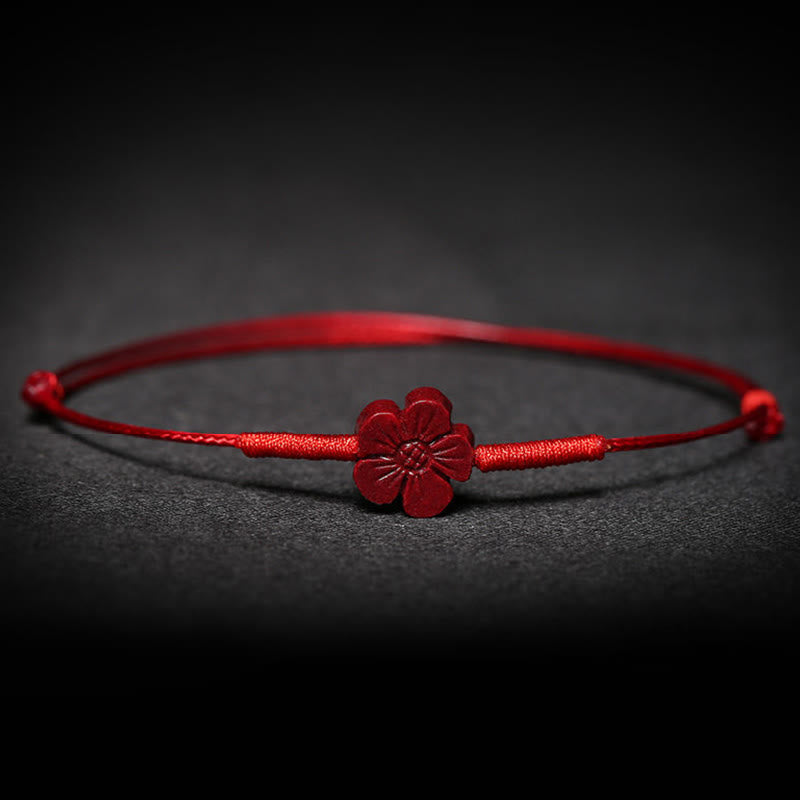 Handgefertigtes Pflaumenblüten-Vierblättriges Kleeblatt PiXiu Lotus Koi Fisch Cinnabar Blessing Braid Armband