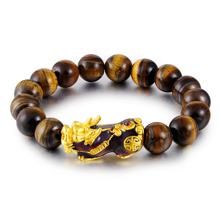 Buddha Stones Tibetisches handgefertigtes Tigerauge Feng Shui Armband