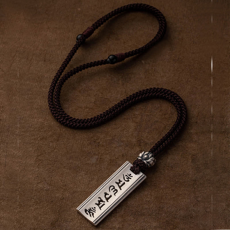 Buddha Stones 999 Sterling Silber Om Mani Padme Hum Halskette mit Lotus-Weisheitsgravur - image 17