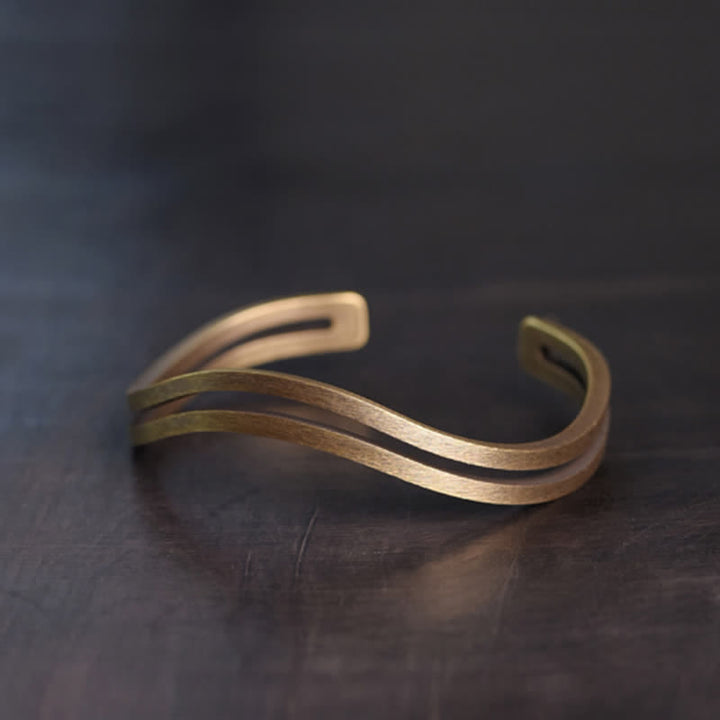 Rustikales Kupfer-Glücks-Wikinger-Manschettenarmband mit Buddha Stonesn