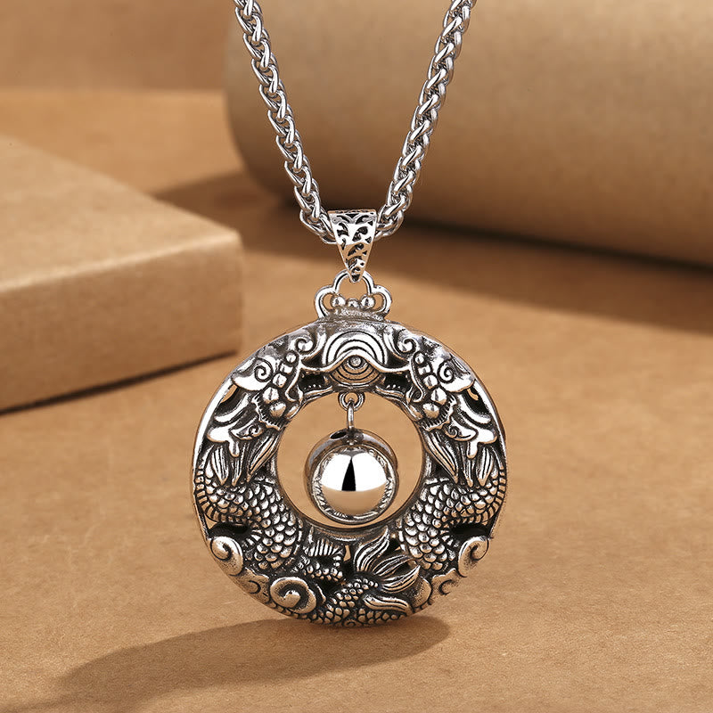 Buddha Stones Double Dragon Playing Bead Kupfer Schutz Halskette Anhänger - Drache (Schutz ♥ Erfolg) - image 1