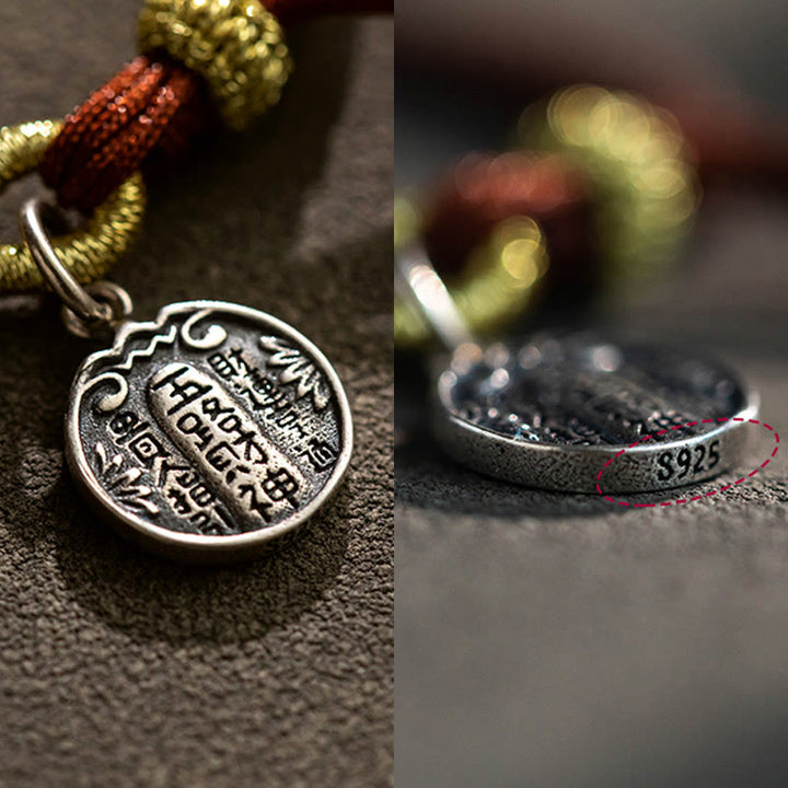 Buddha Stones Handgefertigtes Armband aus 925er-Sterlingsilber, fünf Richtungen, Götter des Reichtums, Glück, Schutz, Schnurgeflecht - image 7