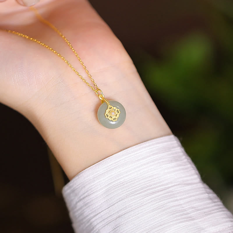 925 Sterling Silber natürliche Hetian Jade Cyan Jade Glück lachender Buddha Schmetterling Halskette Anhänger - Hetian Jade Friedensschnalle - image 32