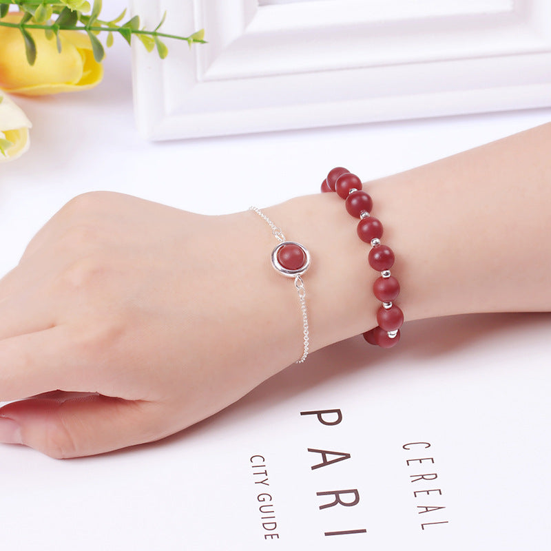 Buddha Stones Sonnenstein Erdbeerquarz Kristall Positives Armband