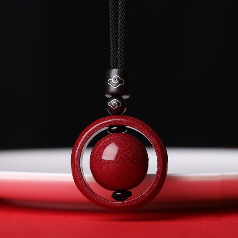 Buddha Stones, Zinnober, Om Mani Padme Hum, PiXiu, Segen, Glücksperlen-Halsketten-Anhänger - Glückverheißende Wolken - Schwarzes Seil - image 23