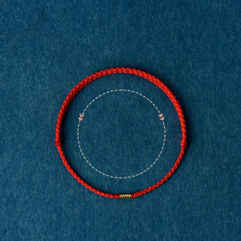 Buddha Stones 925 Sterling Silber Lucky Golden Bead Geflochtenes Armband Fußkettchen