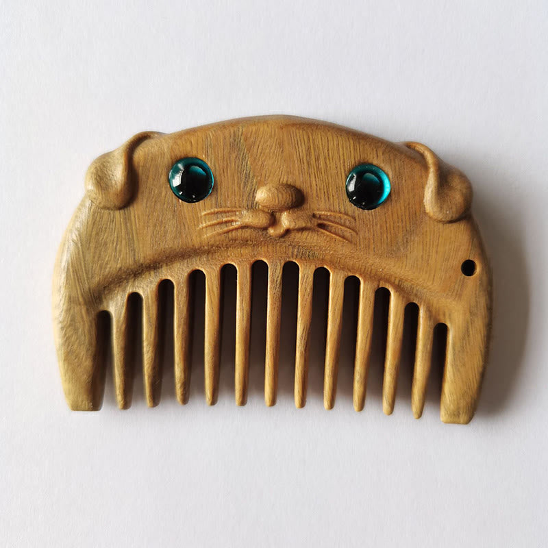 Tragbarer Mini-Kamm mit chinesischem Sternzeichen, grünem Sandelholz, Frieden