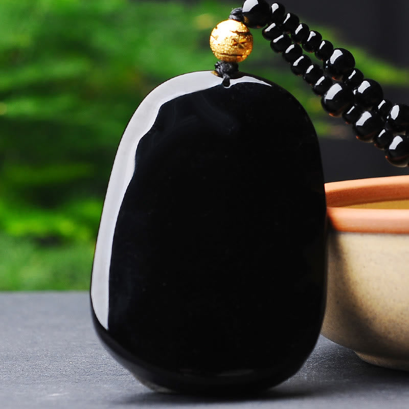 Buddha Stones 18 Karat vergoldete Drachen-Obsidian-Glücksanhänger-Halskette - image 5