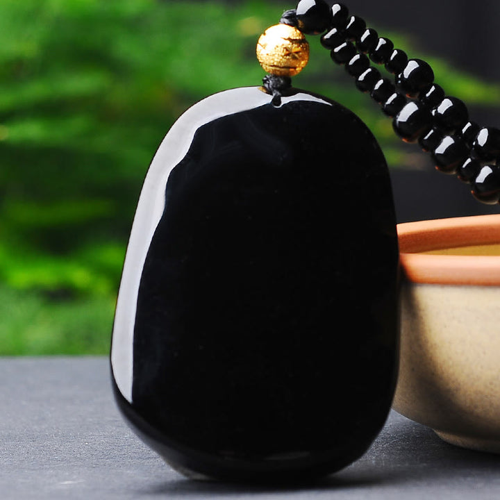 Buddha Stones 18 Karat vergoldete Drachen-Obsidian-Glücksanhänger-Halskette - image 5