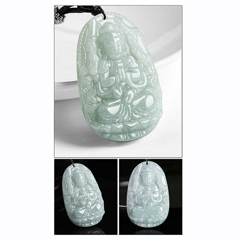 Buddha Stones Chinesisches Sternzeichen Natal Buddha Jade Reichtum Wohlstand Halskette Anhänger - image 19