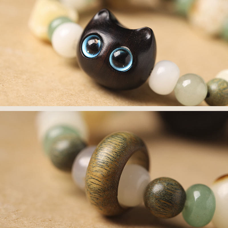 Buddha Stones, Bodhi-Samen, grünes Sandelholz, Ebenholz, kleines Blatt, rotes Sandelholz, Katzenkopf, Pfotenkralle, Friedensarmband - image 5