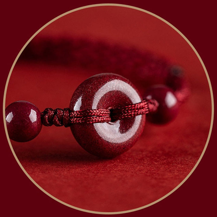 Buddha Stones, handgefertigt, Zinnober-Friedensschnalle, sicheres und gesundes Charm-Segen-Armband, Fußkettchen