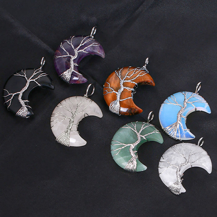 Buddha Stones, natürlicher Quarzkristall, Mond, Baum des Lebens, heilende Energie, Halsketten-Anhänger - image 20