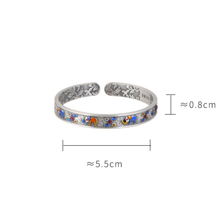 Buddha Stones 999 Sterling Silber Elefant Stärke Weisheit Armband Manschettenarmreif - image 9