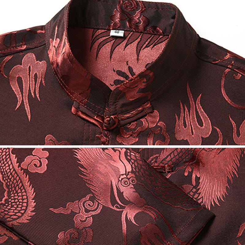 Buddha Stones Tang Anzug Männer Hanfu Chinesischer Drache Traditionelle Kleidung Kung Fu Hemd Uniform Langärmeliger Mantel Tops und Hosen Kleidung Herren Set - image 6