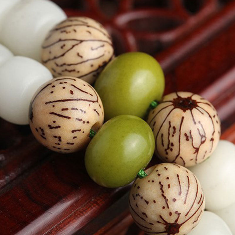 Buddha Stones Weiß Jade Bodhi Lotus Mala Harmonie Halskette Armband - image 12