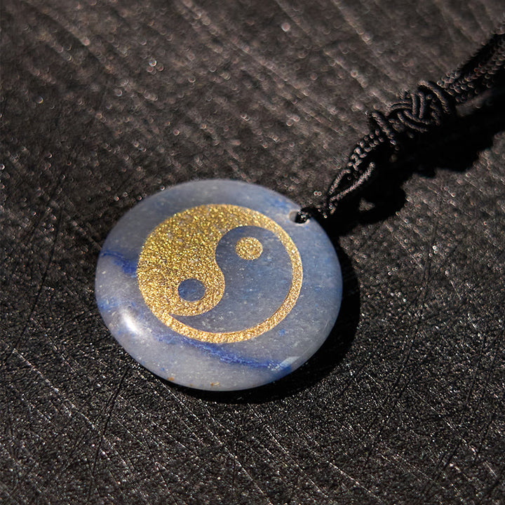 Buddha-Steine, verschiedene Kristalle, Amethyst, Tigerauge, grüner Aventurin, Yin Yang, spiritueller Halskettenanhänger