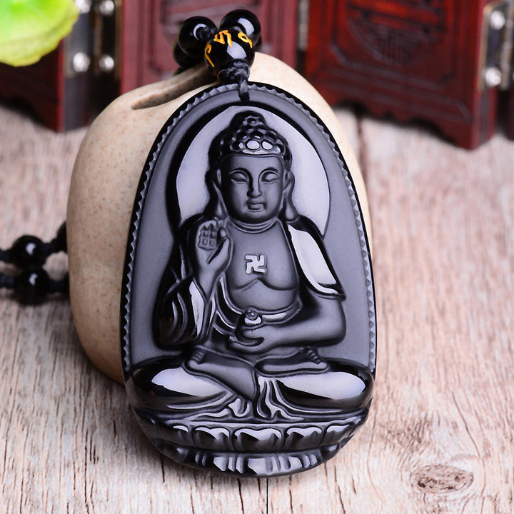 Buddha Stones, chinesisches Sternzeichen, Obsidian, Buddha-Amulett, Schutz-Anhänger-Halskette - image 8