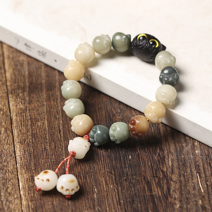 Armband mit Buddha Stonesn, natürlichem Bodhi-Samen, schöne Pfote, Ebenholz, glückliche Katze, Weisheit - image 10
