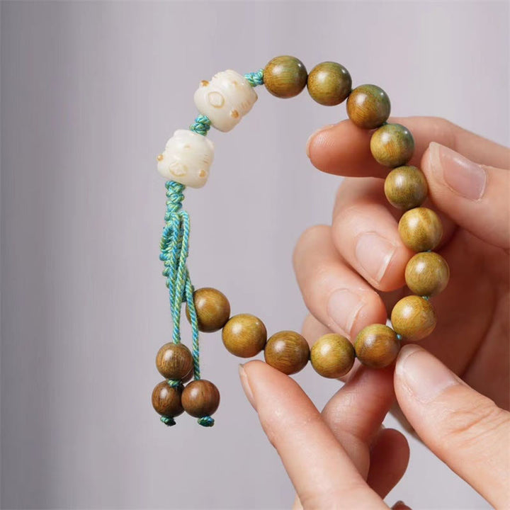 Buddha Stones Grünes Sandelholz Bodhi Seed Lucky Cat Positive Armband - image 3