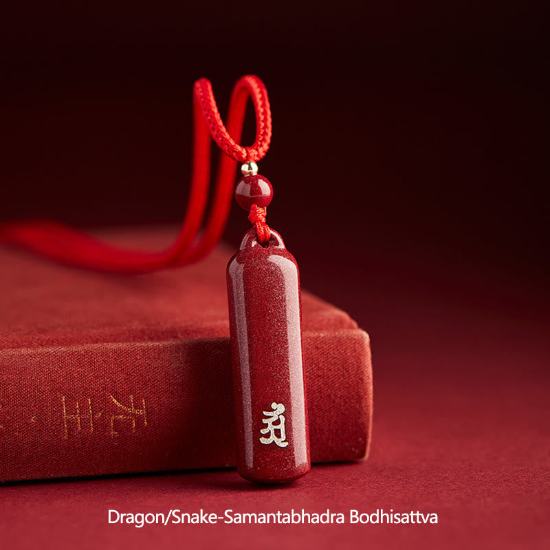 Chinesischer Sternzeichen-Natal-Buddha-Zinnober-Amulett-Schutzschnur-Halskettenanhänger - Rot - Drache/Schlange-Samantabhadra Bodhisattva - image 24