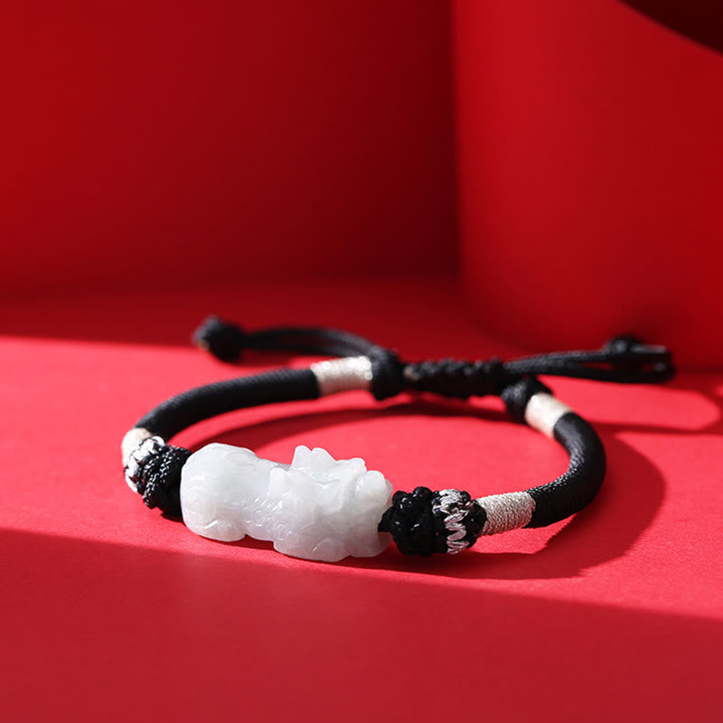 Buddha Stones Handgefertigtes geflochtenes Armband aus PiXiu-Glück und Wohlstand aus natürlicher Jade - image 7