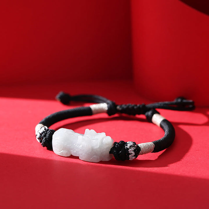 Buddha Stones Handgefertigtes geflochtenes Armband aus PiXiu-Glück und Wohlstand aus natürlicher Jade - image 7
