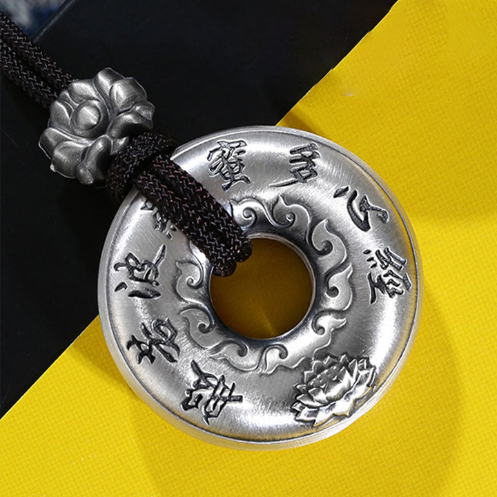 999 Sterling Silber Herz Sutra Lotus Peace Schnalle Halskette Anhänger - image 9