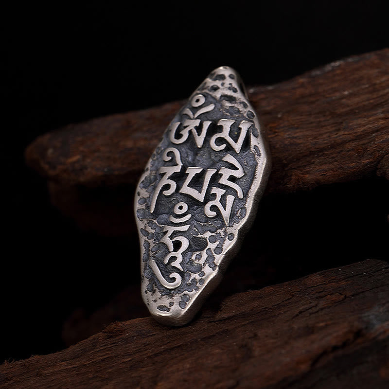 Buddha Stones, tibetisches 925er-Sterlingsilber, Om Mani Padme Hum Dorje Vajra, gravierter Stärke-Halskettenanhänger - image 15