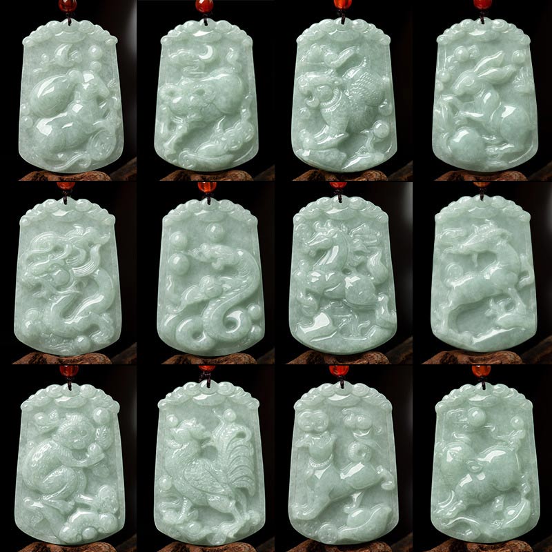 Buddha Stones, natürliche Jade, 12 chinesische Sternzeichen, Fülle, Amulett-Anhänger-Halskette - image 26