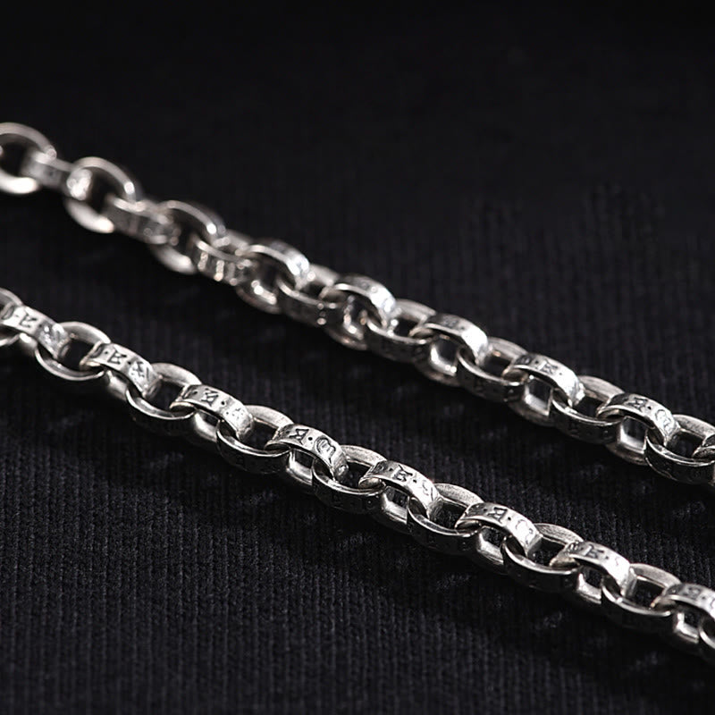 Buddha Stones 925 Sterling Silber Om Mani Padme Hum geschnitztes Design Kreativität Metallarmband - image 4