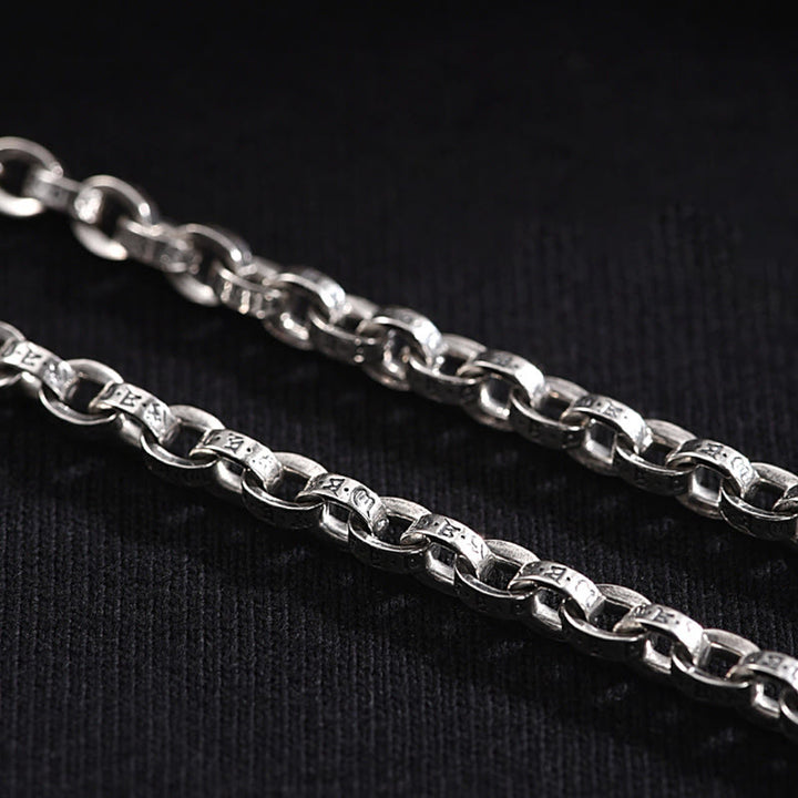 Buddha Stones 925 Sterling Silber Om Mani Padme Hum geschnitztes Design Kreativität Metallarmband - image 4