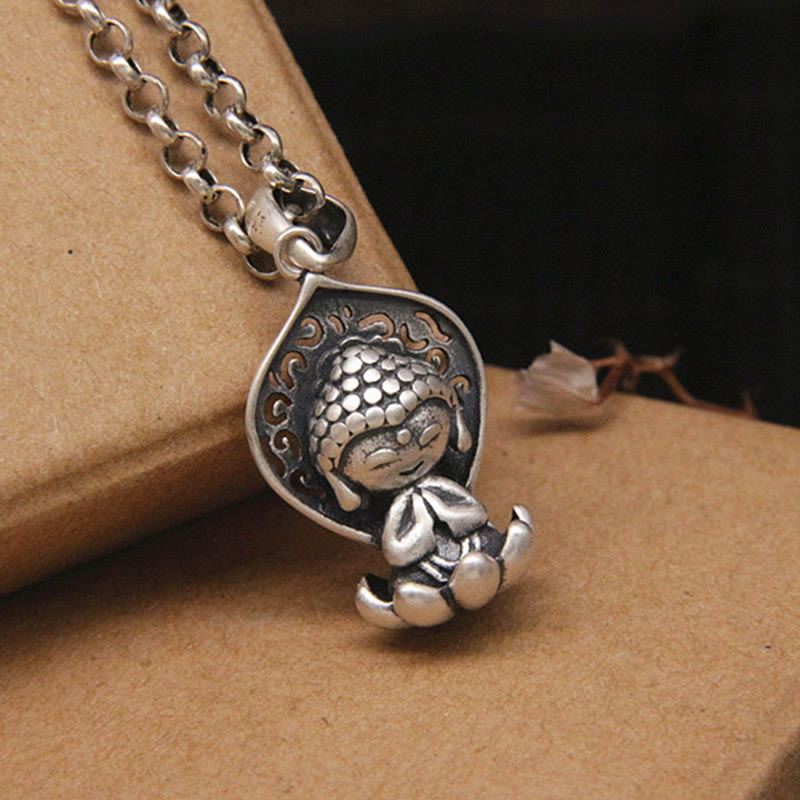 Buddha Stones 999 Sterling Silber Meditation Buddha Lotus Serenity Halskette Anhänger - image 3