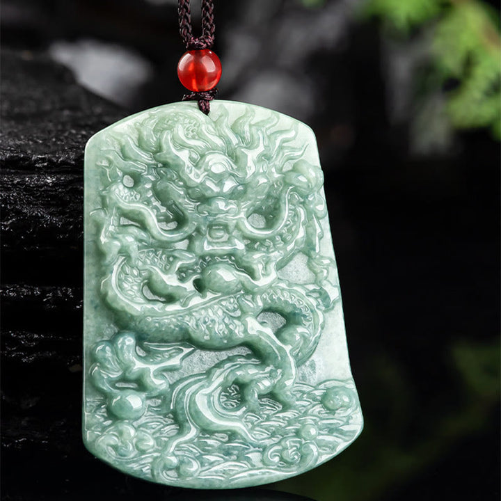 Buddha Stones, natürliche Jade, chinesisches Sternzeichen, Drache, Meer, Glück, Halskette, Anhänger - image 6