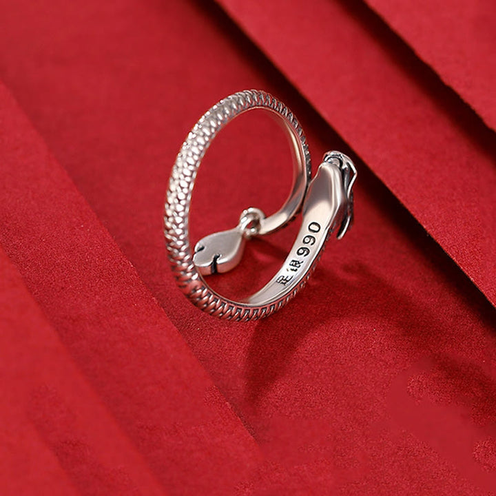 Buddha Stones 925 Sterling Silber Vintage Jahr des Drachen Glück Schutz Stärke verstellbarer Ring - image 21