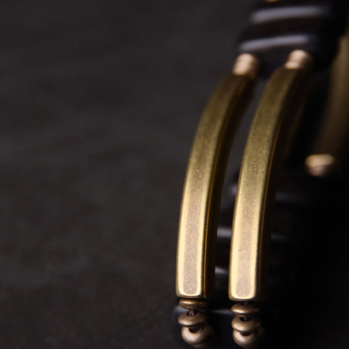 Buddha Stones Tibetisches Ebenholz Messing Kupfer Balance Doppelschicht Armband - image 7