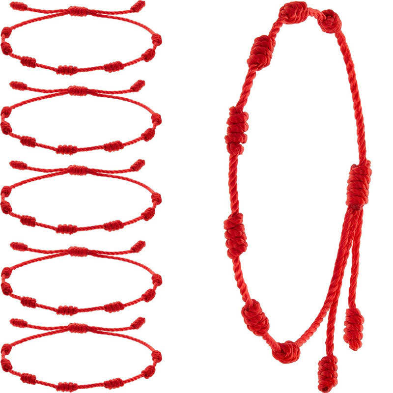 Buddha Stones 4-teiliges Evil Eye Seven Knot Red String Schutzarmband