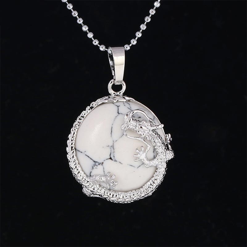 Buddha Stones, chinesischer Drache, natürlicher Quarzkristall, heilende Energie, Halsketten-Anhänger - Weiß Türkis - image 32