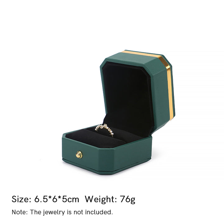 Schmuck-Aufbewahrungsbox, Geschenkbox aus PU-Leder - Dunkelgrün - Ringbox (6,5 x 6 x 5 cm) - image 8