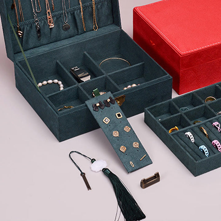 Buddha Stones, schlichtes Design, Schmuckkästchen, Organizer, zweilagige Schmuck-Aufbewahrungsbox, Flanell-Box mit Schloss - image 6