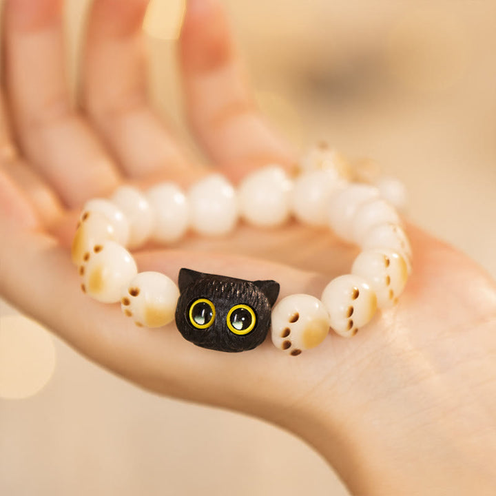 Buddha Stones Natürliches Bodhi-Samen-Armband aus rotem Sandelholz, schöne Pfote, glückliche Katze, Friedensarmband - Bodhi Seed&Cat (Handgelenkumfang 14–16 cm) - image 1