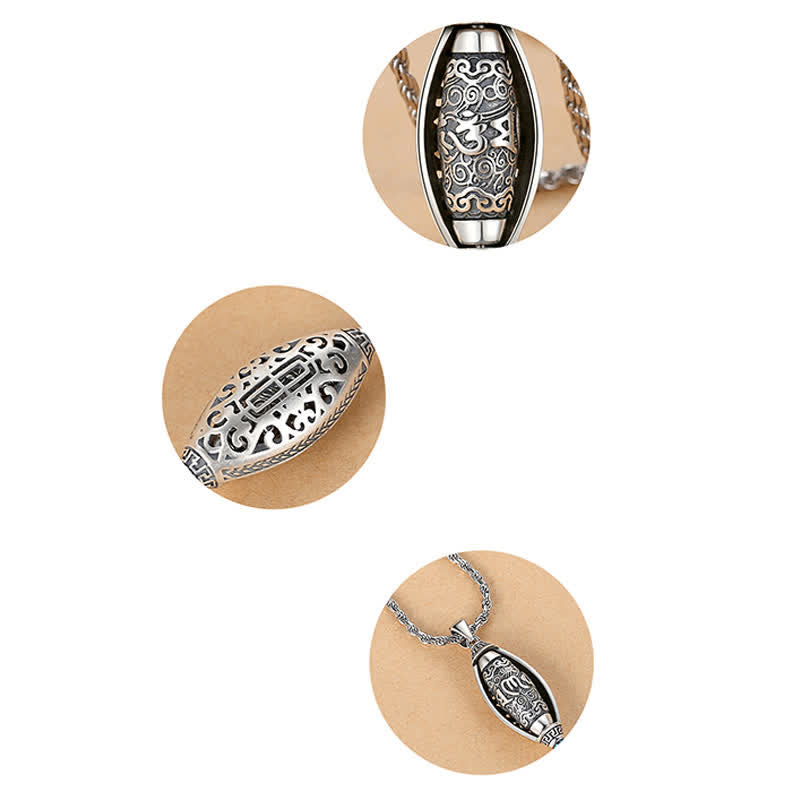 Buddha Stones Tibet Om Mani Padme Hum Protection Halskette Drehbarer Anhänger - image 8