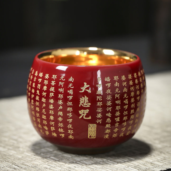 Keramik-Teetasse, Motiv: Buddha Stones, Herz-Sutra, großes Mitgefühl, Mantra, Kung-Fu-Teetasse